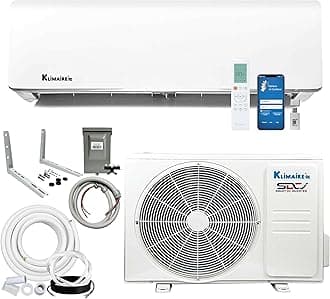 Klimaire 12,000 BTU 20.8 SEER2 Ductless Mini-Split Inverter Air Conditioner Heat Pump System with All-Inclusive 16' Installation Kit, Wall Bracket, Electrical Disconnect -Tight Whip (115V)