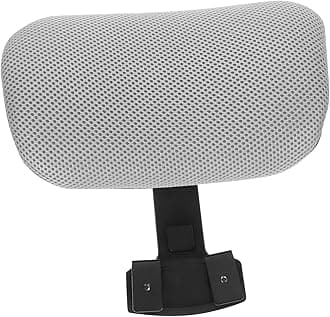Ipetboom Adjustable Office Chair Headrest Attachment, Silver Grey with Black Frame, Ergonomic Neck Support Cushion for Computer and Work Chairs, Easy Retrofit for Desk Seating