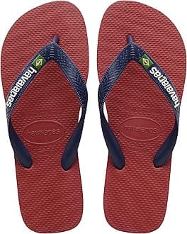 Havaianas - Brasil Logo, Chanclas Icónicas, Cómodas y Duraderas, Tiras con Bandera de Brasil y Suela Antideslizante con Franjas de Colores, Adultos Unisex, Red, 6.5/7.5