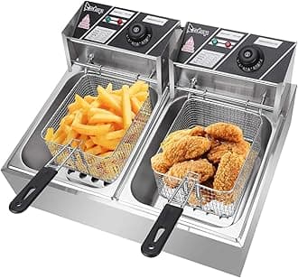 5000W 12 Liter Electric Countertop Deep Fryer Dual Tank