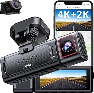 Kingslim D4PRO Dash Cam Front and Rear - 4K + 2K Dual Car Dash Cam with WiFi GPS Dash Camera, Optional Indoor Recording, Voice Control, Type C, Support 256GB Max