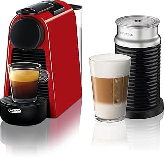 De'Longhi Nespresso Essenza Mini Espresso Machine with Aeroccino, Red