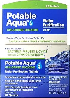 Potable Aqua Chlorine Dioxide Water Purification Tablets - 20 Count