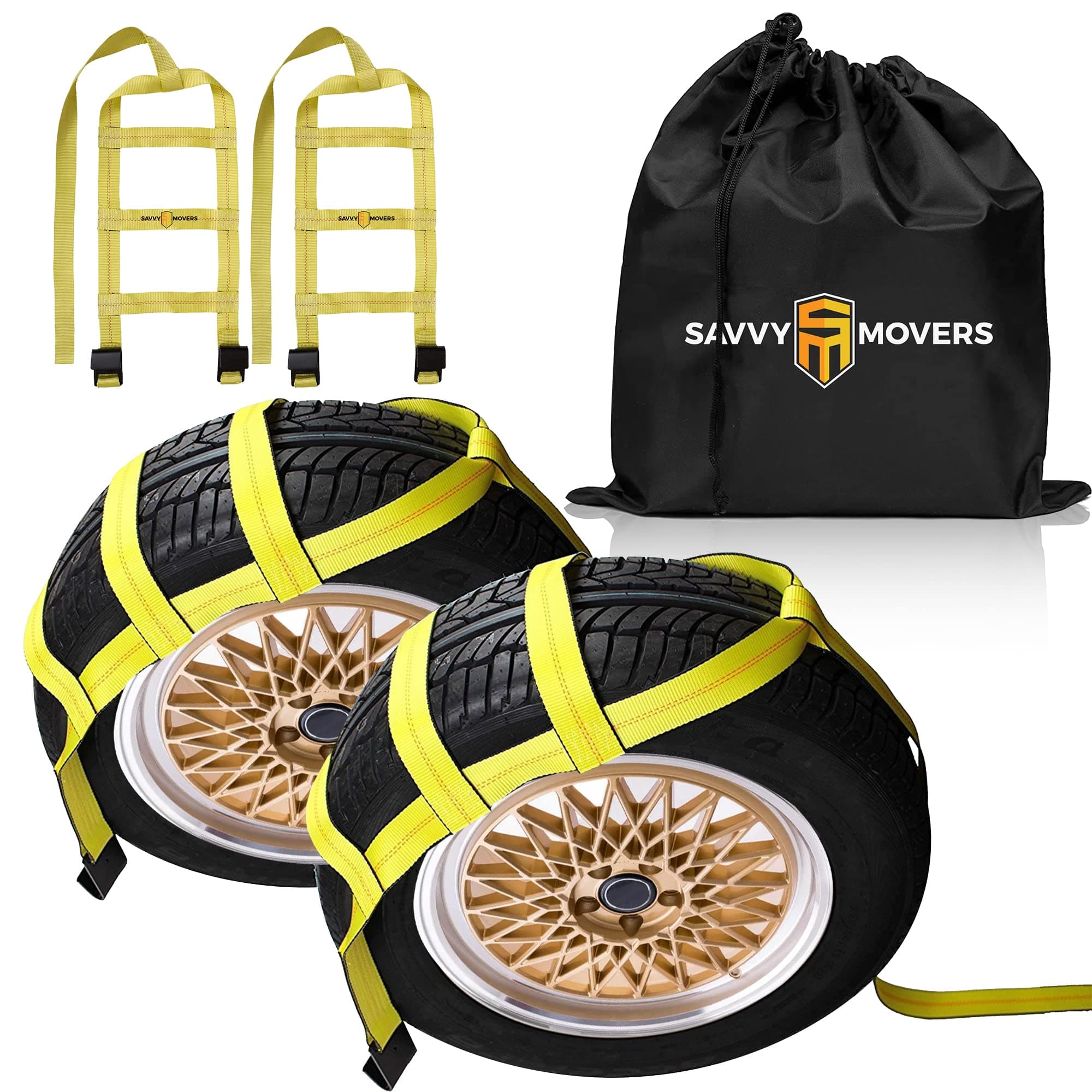 Tow Dolly Straps with Flat Hooks & Carrying Bag (2 Pack) - Essential Vehicle Tow Dolly Strap Harness (10.000 lbs Working Capacity) - Universal Tow Dolly Straps System & Flat Hook Design