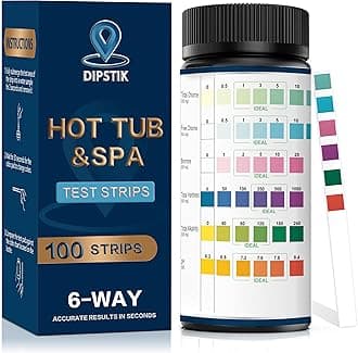 Pool & Spa Test Strips - 6 in 1 Water Test for pH, Hardness, Bromine, Chlorine, 100 Counts