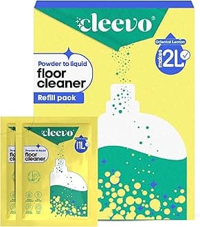 Cleevo Floor Cleaner Liquid (2L Refill Pack) | 1 Pouch = 1L Natural Disinfectant Floor Cleaners for Mops | Chlorine-Free Surface Cleaner, Eco-Friendly All-Purpose Floor Cleaning Liquid (Zesty Lemon)