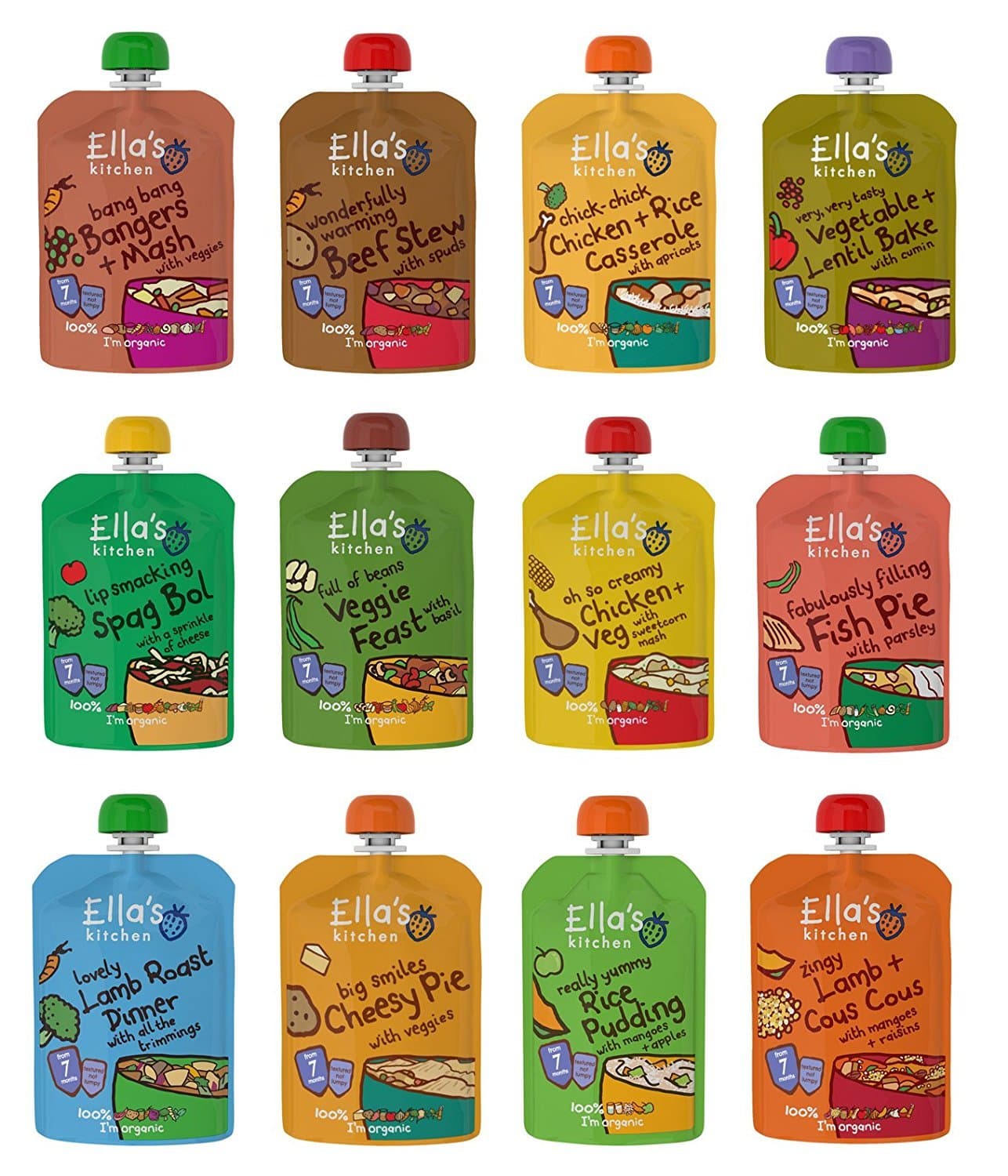 Ella's Kitchen Stage 2 Mixed Case Selection from 7 Month 11 x 130g + 1 x 80g