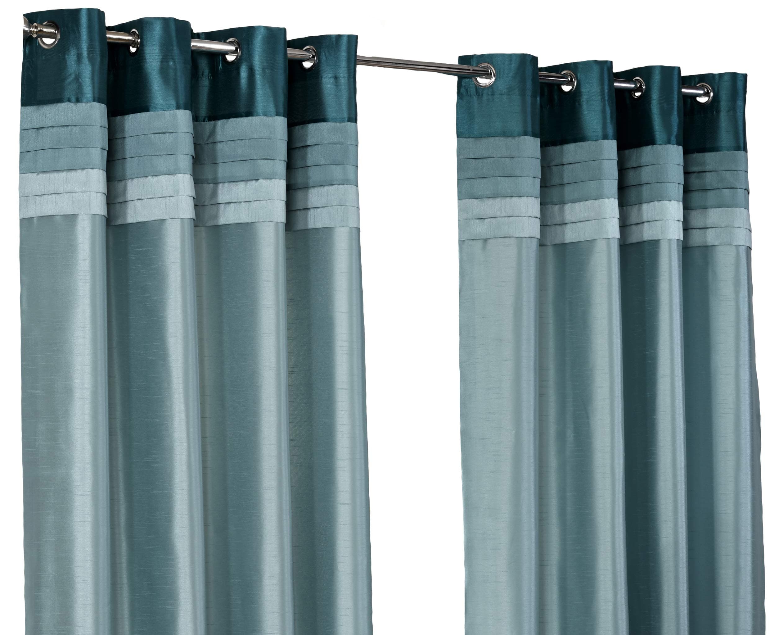 Seattle Teal Ring Top / Eyelet Fully Lined Readymade Curtain Pair 66x90in(167x228cm) Approx
