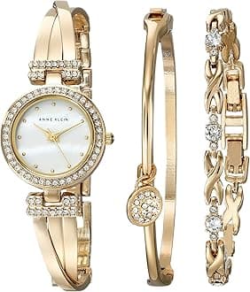 Women's Premium Crystal Accented Bangle Watch and Bracelet Set