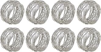 ARN Craft Silver Round Mesh Napkin Rings- Set of 8 for Weddings Dinner Parties or Every Day Use (CW- 07-8)