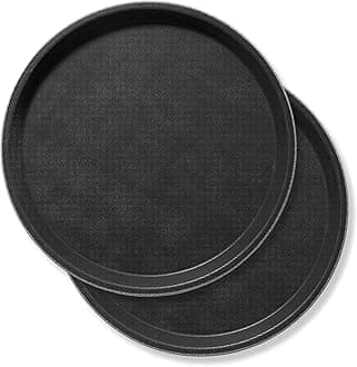 – 2-Pack 11" Restaurant Serving Tray, Food Serving Tray, Non-Slip Tray, Non-Slip Rubber Surface, Bar, Cafeteria, Coffee Beverage Food Tray - Black