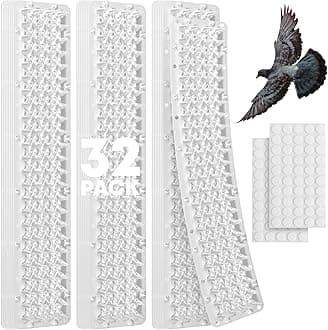 Petfolio 32 Pack Bird Deterrents for Outside Patio - 35ft Transparent Balcony Pigeon Deterrent Spikes to Keep Birds Away. Anti Bird Spikes for Pigeons and Other Small Birds, Crows, Woodpeckers & Cats