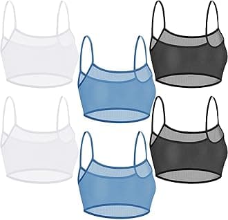 Toulite 6 Pcs Summer Women Mini Tanning Bikini Sheer Tank Tops See Through Stretch Crop Top Sleeveless Mesh for Beach