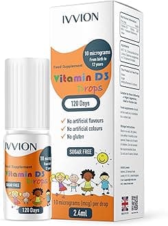 IVVION Vegan D3 Drops - 10 UG 120 Drops- Daily 400 IU D3 Supplement for Infant and Young Children