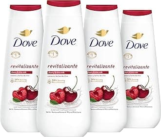 Dove Body Wash Revitalizante Cherry & Chia Milk 4 Count for Renewed, Healthy-Looking Skin Gentle Skin Cleanser with 24hr Renewing MicroMoisture 20 oz