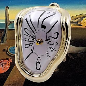 Melting Clock, Salvador Dali Watch Melted Clock for Decorative Home Office Shelf Desk Table Funny Creative Gift, Arab Gold