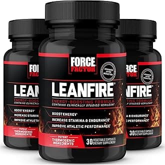 FORCE FACTOR LeanFire, 3-Pack, Pre Workout Energy Pills with Green Tea Extract and Caffeine to Increase Energy, Build Lean Muscle, Improve Athletic Performance, and Enhance Focus, 90 Capsules