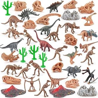 Volcano Dinosaur Playset 43PCS Dinosaurs Toys for Toddlers Prehistoric Toy Playset Realistic Dino Figures Caveman Toys Cake Topper Educational Project for Toddlers