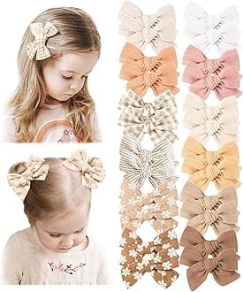 Niceye 24 PACK Baby Girl Hair Clips Set, Hair Bows Barrettes Handmade Accessories Alligator Clip for Babies Infant Toddlers Kids in Pairs