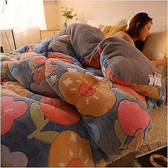 RRNAR Down Duvet, Cashmere Quilt, Quilt/quilts, Comforter, Winter Quilt Thicken Lamb Cashmere Duvet for All Seasons, Soft and Durable Heavy Quilts, Machine Washable,B,200x230cm(4kg) [Energy Class A]