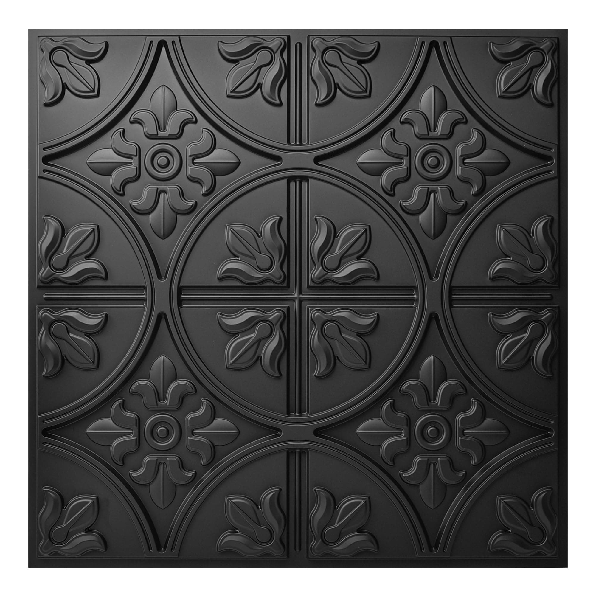 Art3d Drop Ceiling Tiles 2x2, Glue-up Ceiling Panel, Fancy Classic Style in Black