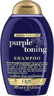 Blonde Enhance with Purple Toning Shampoo, with Keratin, Purple Fig and Iris, Neutralizes Yellow Tones on Silver, Pre-Lightened and Blonde Hair, Sulfate Free, 385ml