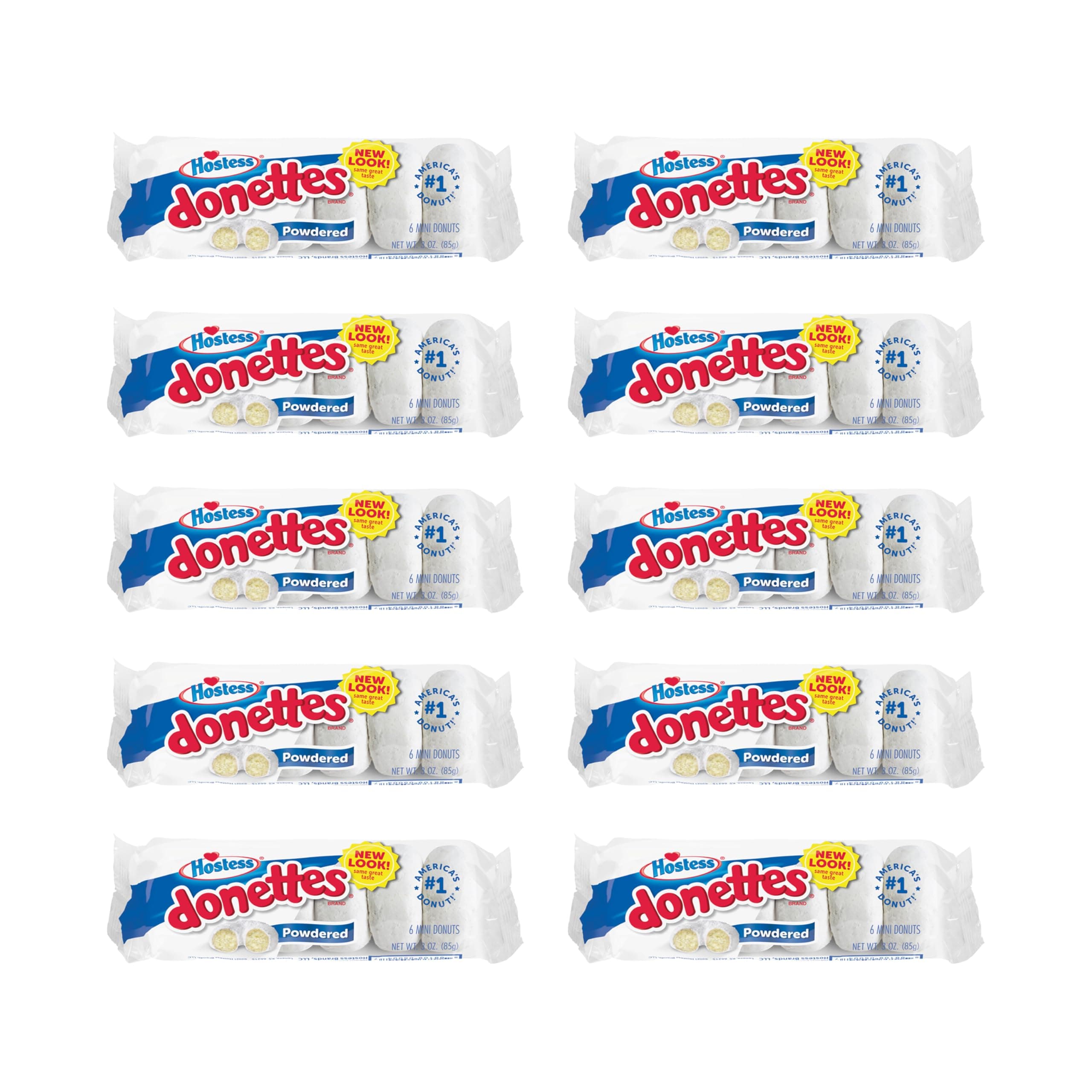 Powdered Sugar Donettes, 6 Count Bags (10 Pack)