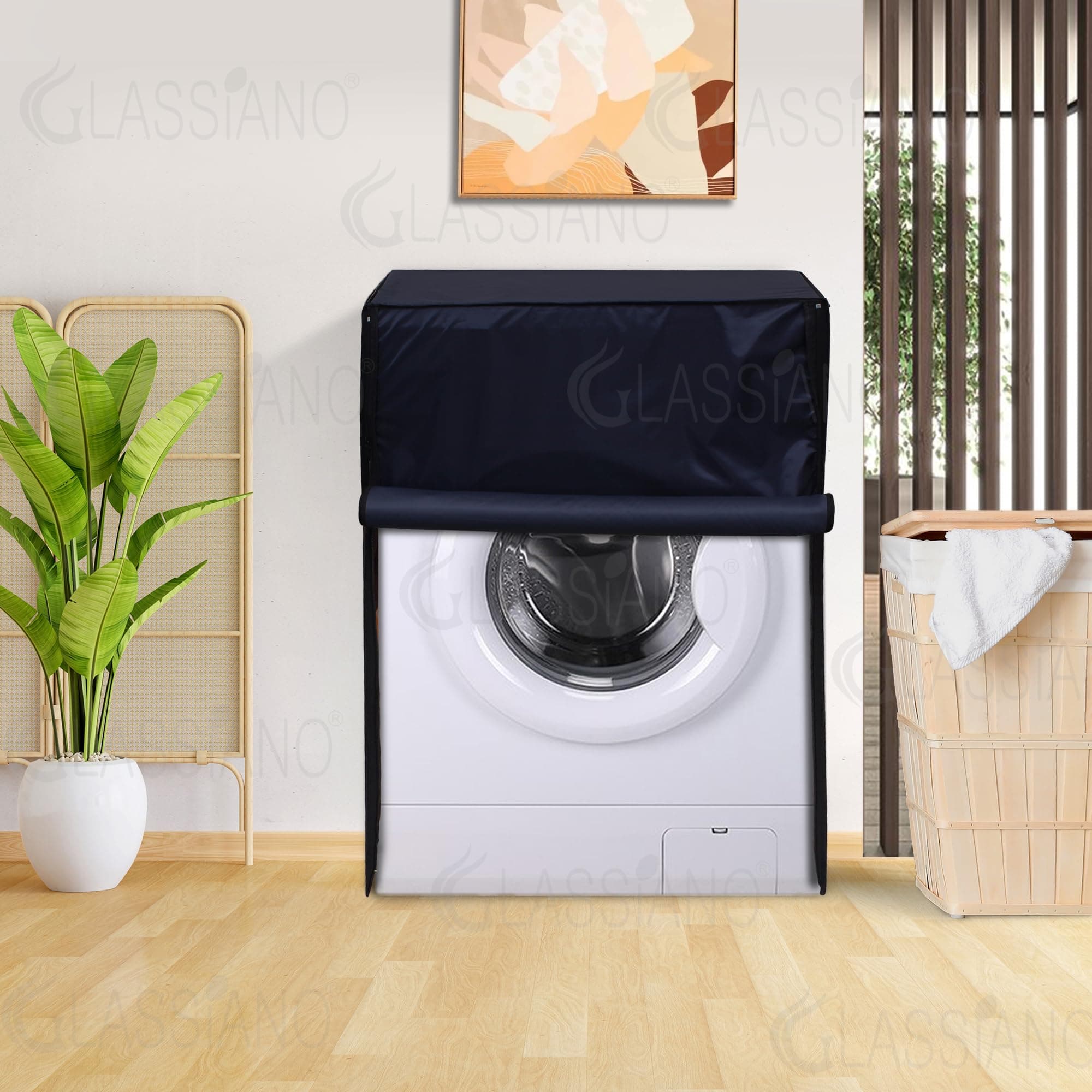 Glassiano Fully Automatic Front Load Waterproof Washing Machine Cover for Samsung/IFB/LG/Godrej/Whirlpool/Bosch/ 5 kg, 5.2 Kg, 5.5 Kg, Polyester;Polyester Blend
