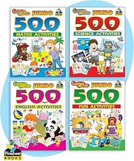 Jumbo 500 Activities Collection | Set of 4 Activity Books for Kids| English, Science, Maths & Fun | Colourful Fun Activities for Children | Learn with Fun | Gift Set for Kids