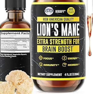 Lions Mane Supplement - Daily Mushroom Supplement for Memory, Focus & Clarity - Brain Booster - Lions Mane Tincture for Immune Support - 4 Fl oz