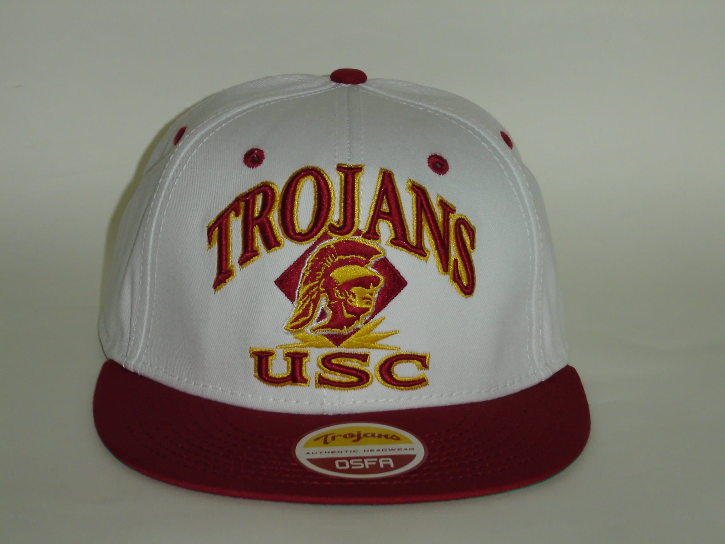 NCAA USC Trojans White 2 Tone Snapback Cap Retro Old School