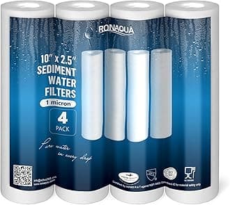 Ronaqua 1M-4PK 1-Micron Sediment Water Filter Cartridge WELL-MATCHED with P5, AP110, WFPFC5002, CFS110, RS14, WHKF-GD05, 4-Pack