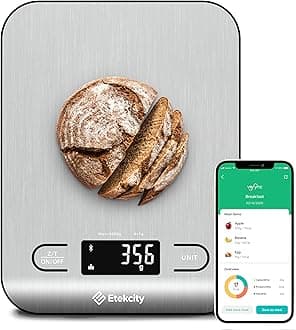 Food Nutrition Kitchen Scale, Digital Grams and Ounces for Weight Loss, Baking, Cooking, Keto and Meal Prep, Large, 304 Stainless Steel