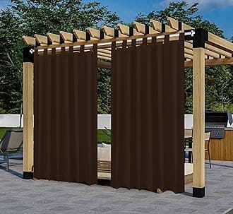 Polyester 300GSM Fabric Waterproof Rain & Sun Blockage Curtains(Coffee 4.5 X 7.5 Feet,Piece of 1) with Top Style Loop Used for Door,Balcony,Outdoor & Indoor Area