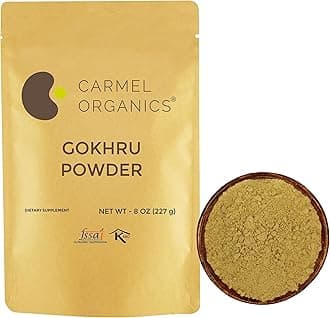 CARMEL ORGANICS Natural Gokhru/Gokhsuru Fruit Powder 8 Ounce or 0.5 Lb/ 227 Grams(Pack of 1)| Tribulus Terrestris Powder No Added Preservative.. | Non GMO