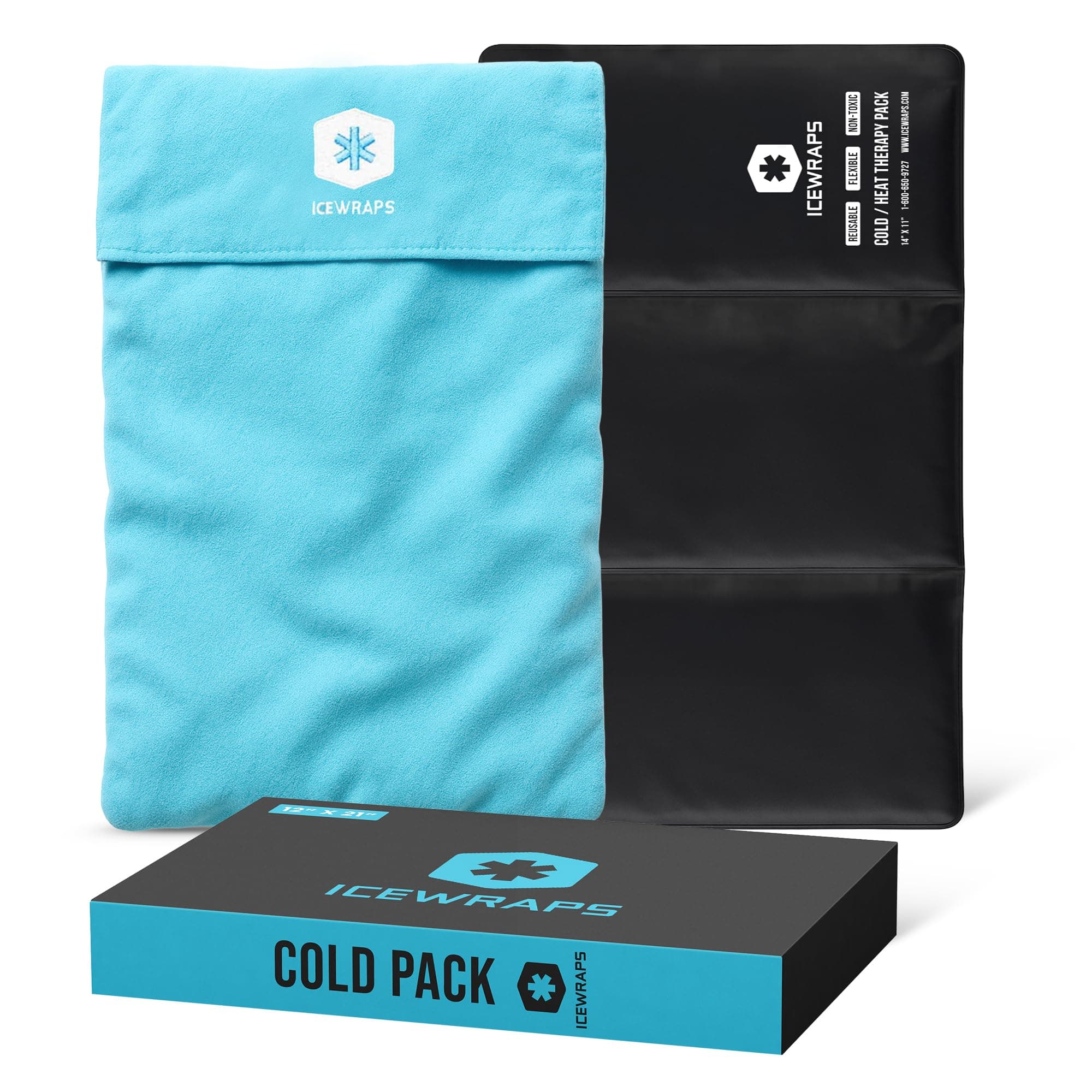 ICEWRAPS 10" x 14" Reusable Ice Pack with Soft Fabric Cover, Flexible Cold Therapy Clay Pack for Knee & Back Swelling, Injury & Chronic Pain Relief – FSA-HSA Eligible