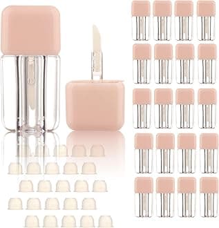 COSIDEA 25PCS Empty Pink Mini Square Lip Gloss Tubes 4ml 0.13 OZ lipgloss Tube with Wand Applicator for Lip oil tint bottles container