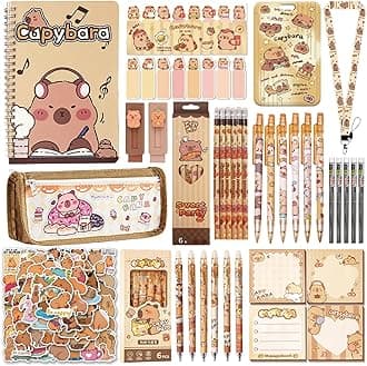 12PCS Capybara School Supplies set，Cute School Supplies ballpoint pens notebooks, pencil cse, sticky notes ，mechanical pencil