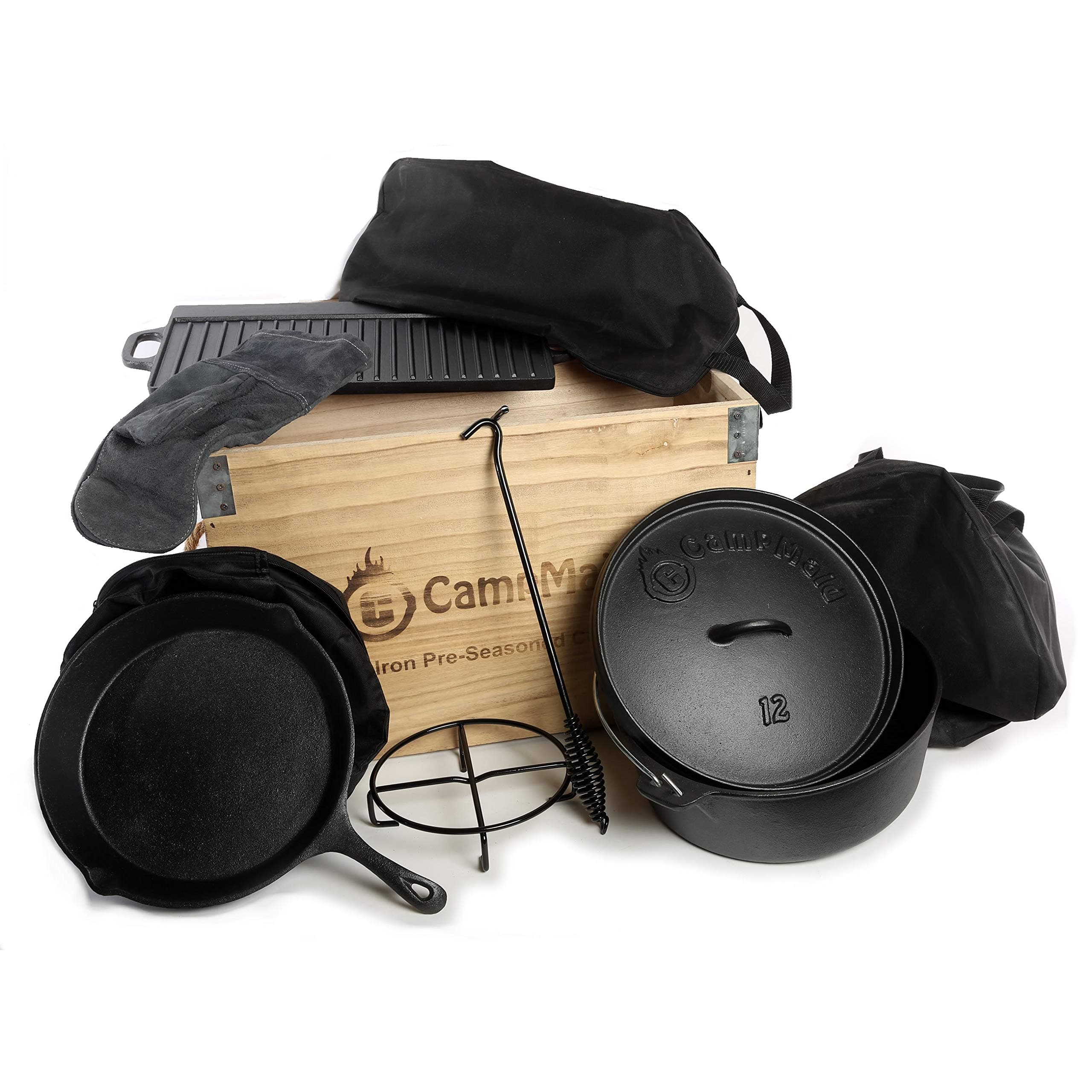 CampMaid- 11 Piece Cast Iron Wood Box Set