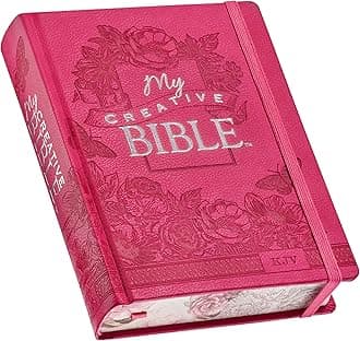 KJV Holy Bible, My Creative Bible, Faux Leather Hardcover - Ribbon Marker, King James Version, Pink Floral W/Elastic Closure