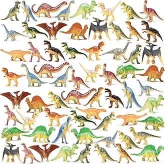 PREXTEX Mini Dinosaurs - 72 Count Dinosaur Party Favors, Plastic Dinosaur Figurines