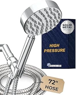 Solid Metal Handheld Shower Head with Hose and Brass Holder - CHROME - 2.5 GPM High Pressure Shower Heads with Adjustable Shower Wand Bracket - 6ft Flexible Extension