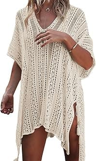 TMEOGWomens Beachwear Cover Ups, Women's Bathing Suit Cover Up Beach Bikini Swimsuit Swimwear Crochet Dress