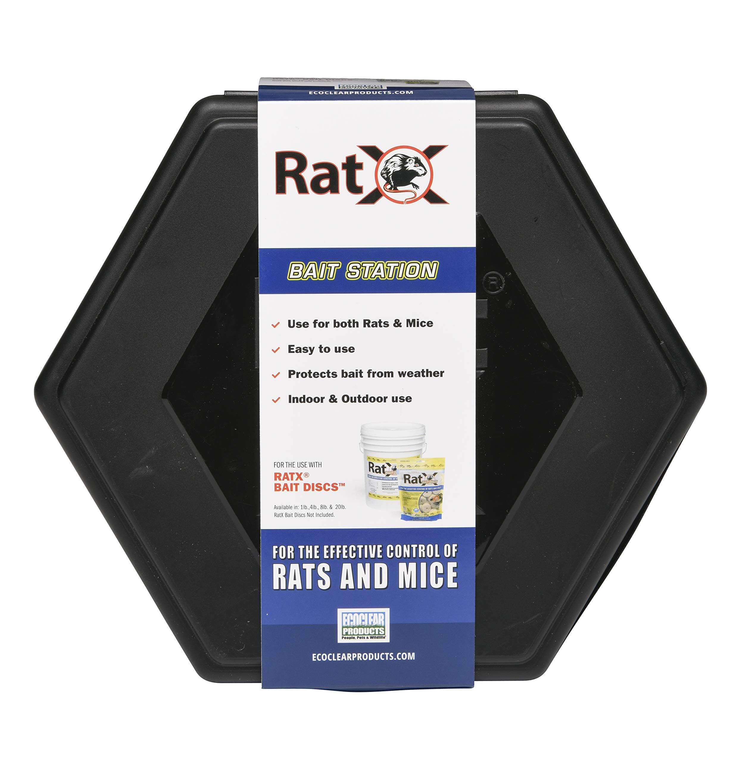 RatX EcoClear Products 620301-3D, Rodent Station, Plastic, Small Size Suitable for Mice Weatherproof Rat/Mouse Bait Box