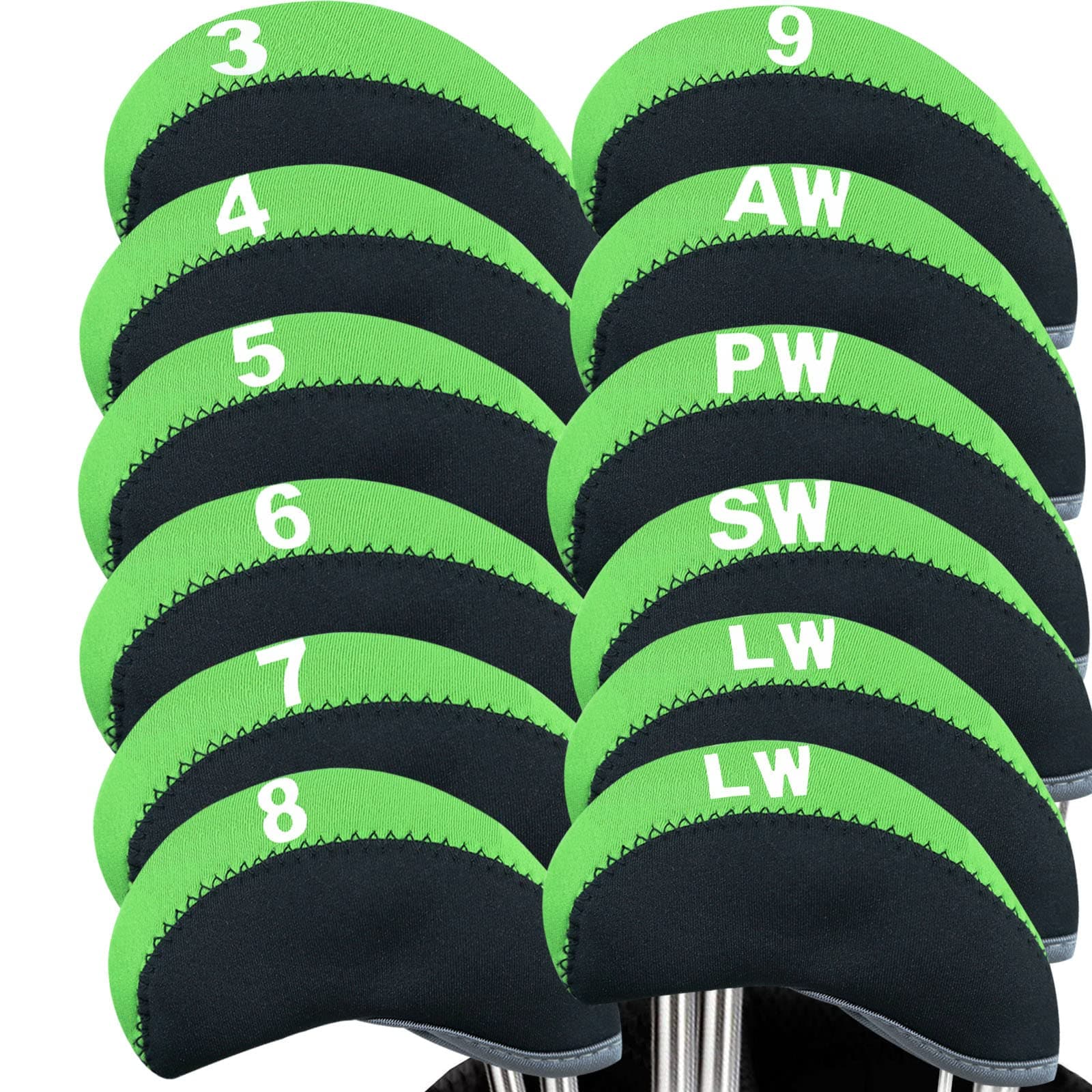 Golf Iron Head Covers Neoprene numbers Value 12 Pcs Set, Golf Iron Headcovers Protector for Club Mens Elasticity Protable Fit All Brands Not Visible