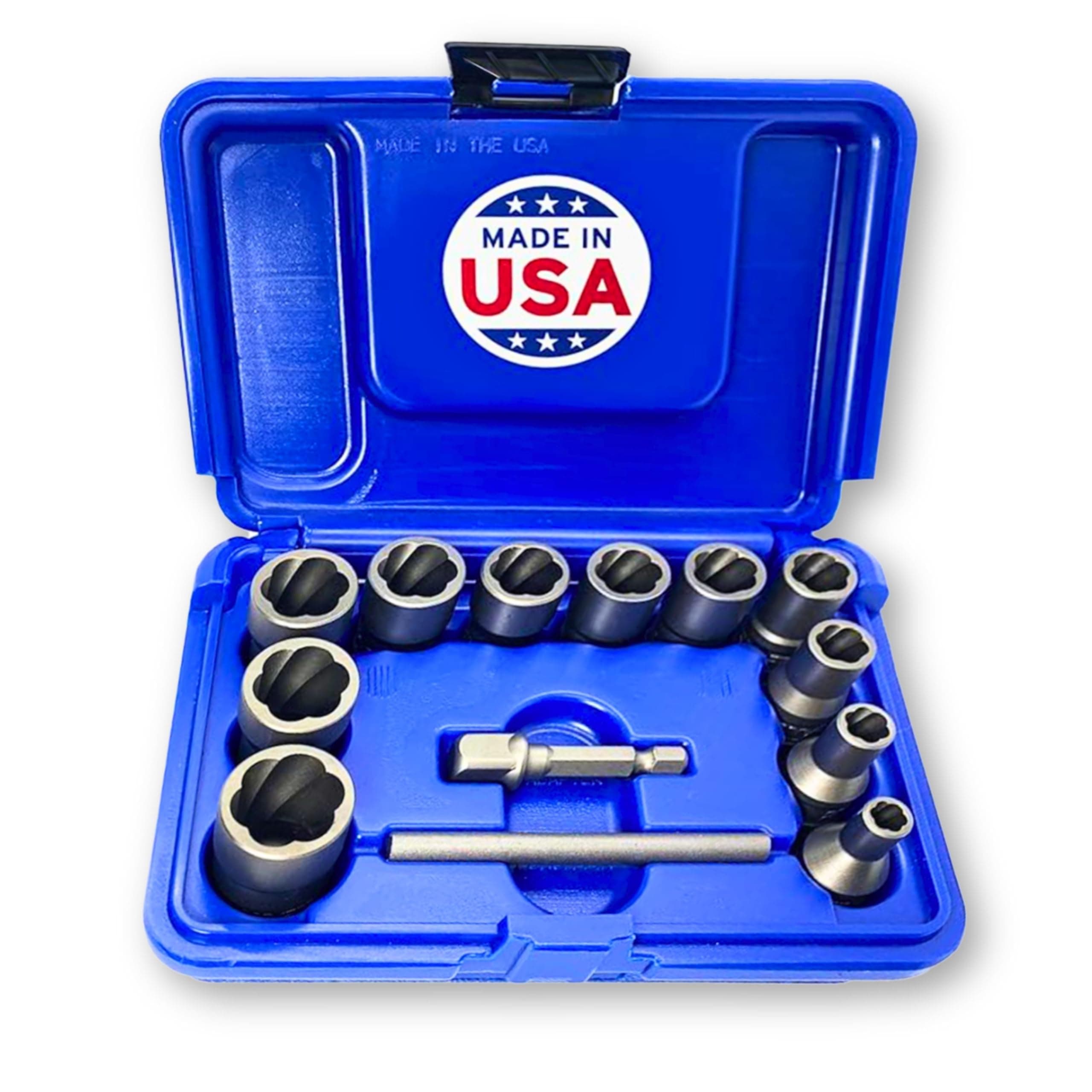 13 Piece Impact Grade Extraction Socket Set | Made in USA | ⅜” Drive | Remove Stripped, Frozen, Rounded-Off Bolts, Nuts & Screws