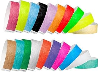 WristCo Top 20 Variety Pack 10000ct Tyvek 3/4" Wristbands - Green, Blue, Red, Yellow, Pink, Orange, Purple, White, Kelly, Sky, Caribbean, Cranberry, Lime, Mocha Gold, Silver, Aquaberry, Black Coral