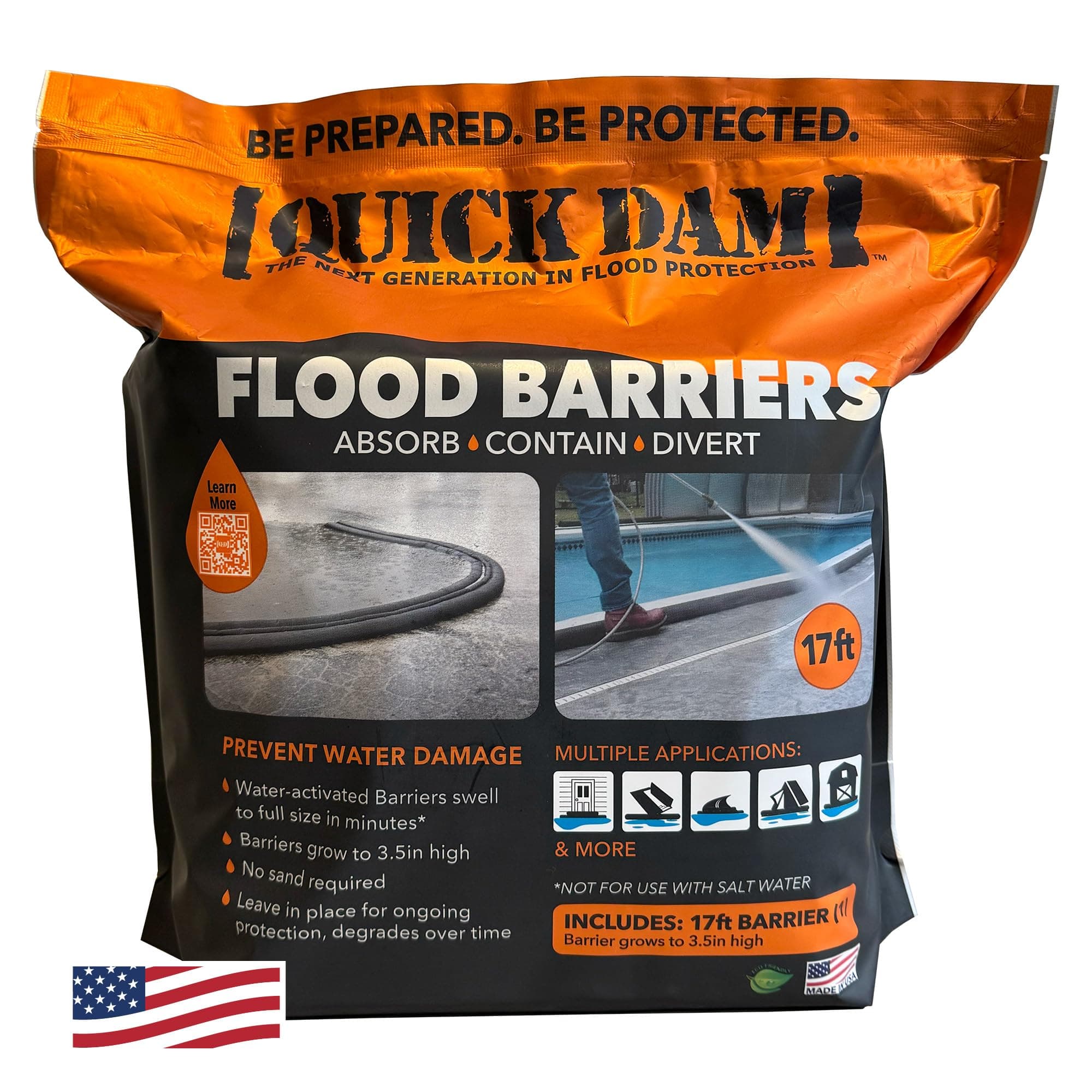 Quick Dam QD617-1 Flood Barriers, 1 Pack, Black