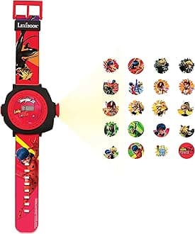 LEXIBOOK Miraculous Ladybug Cat Noir, Adjustable Projection Watch Digital Screen with 20 Images, Red/Black, DMW050MI