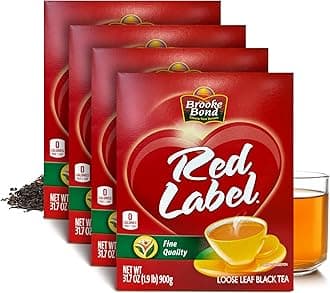 Red Label Tea by Brooke Bond | Loose Tea | Black Tea | Compatible for Chai & Milk | Premium Blend | Refreshing Taste | 900 Grams (Pack of 4)